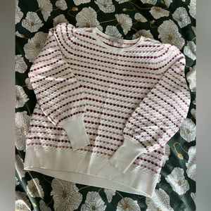 LOFT Pink and White Honeycomb Knit Sweater - Size L